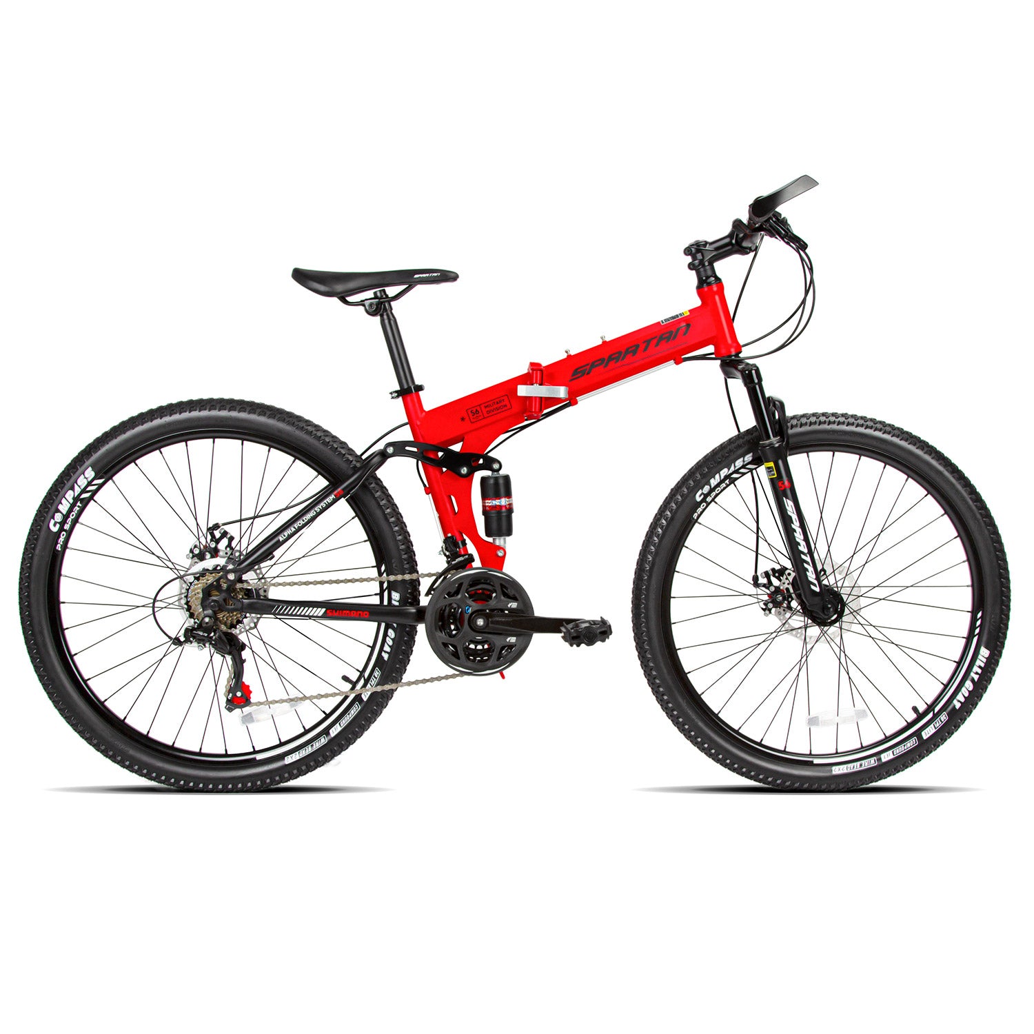 Spartan 26” Alpha Dual Suspension Folding Bicycle Red
